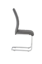 Grey Leather Effect Horizontal Stitched Dining Chair - Home Furniture Interiors