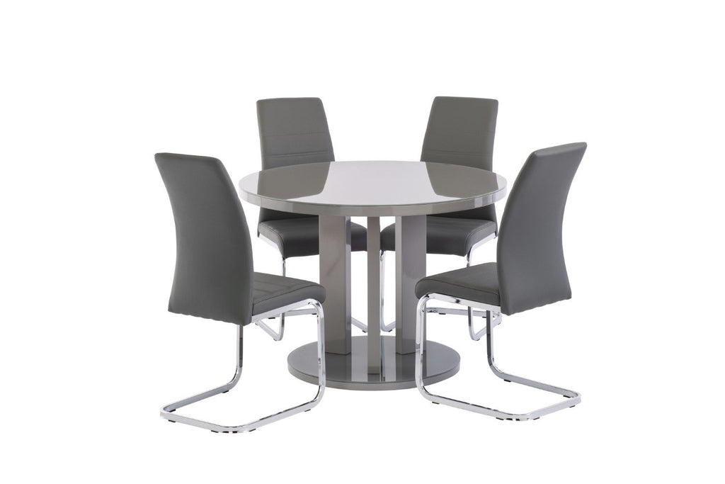 Grey Leather Effect Horizontal Stitched Dining Chair - Home Furniture Interiors