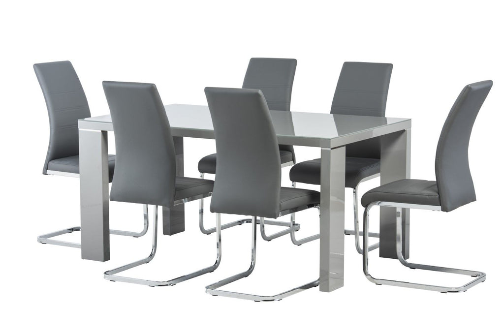 Grey Leather Effect Horizontal Stitched Dining Chair - Home Furniture Interiors
