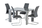 Grey Leather Effect Horizontal Stitched Dining Chair - Home Furniture Interiors