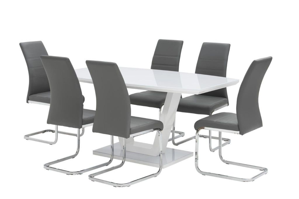 Grey Leather Effect Horizontal Stitched Dining Chair - Home Furniture Interiors