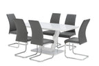 Grey Leather Effect Horizontal Stitched Dining Chair - Home Furniture Interiors