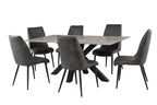 Grey Leather Effect Stitched Dining Chair Black Legs - Home Furniture Interiors