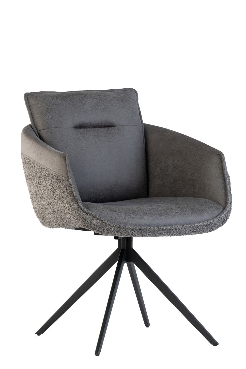 Grey Mixed Leather Effect and Fabric Dining Chair