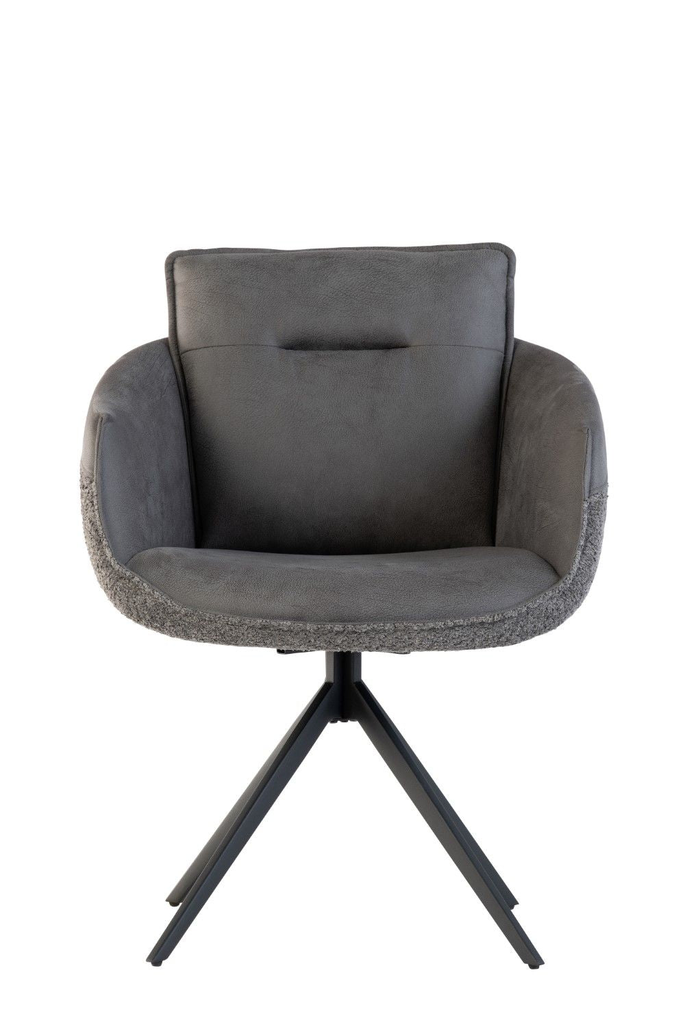 Grey Mixed Leather Effect and Fabric Dining Chair