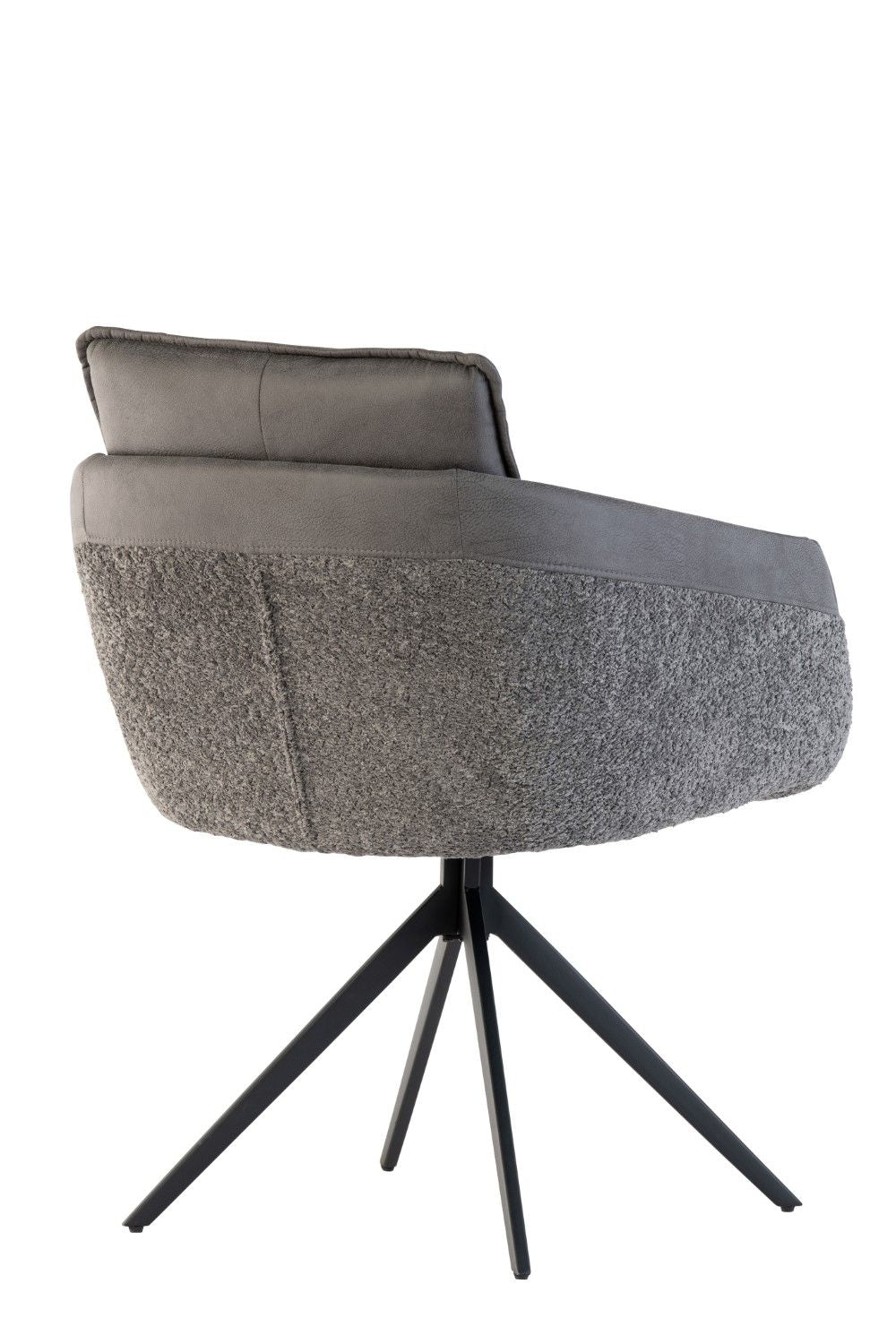 Grey Mixed Leather Effect and Fabric Dining Chair