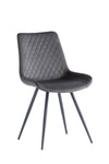 Grey Velvet Curved Back Dining Chair Metal Legs