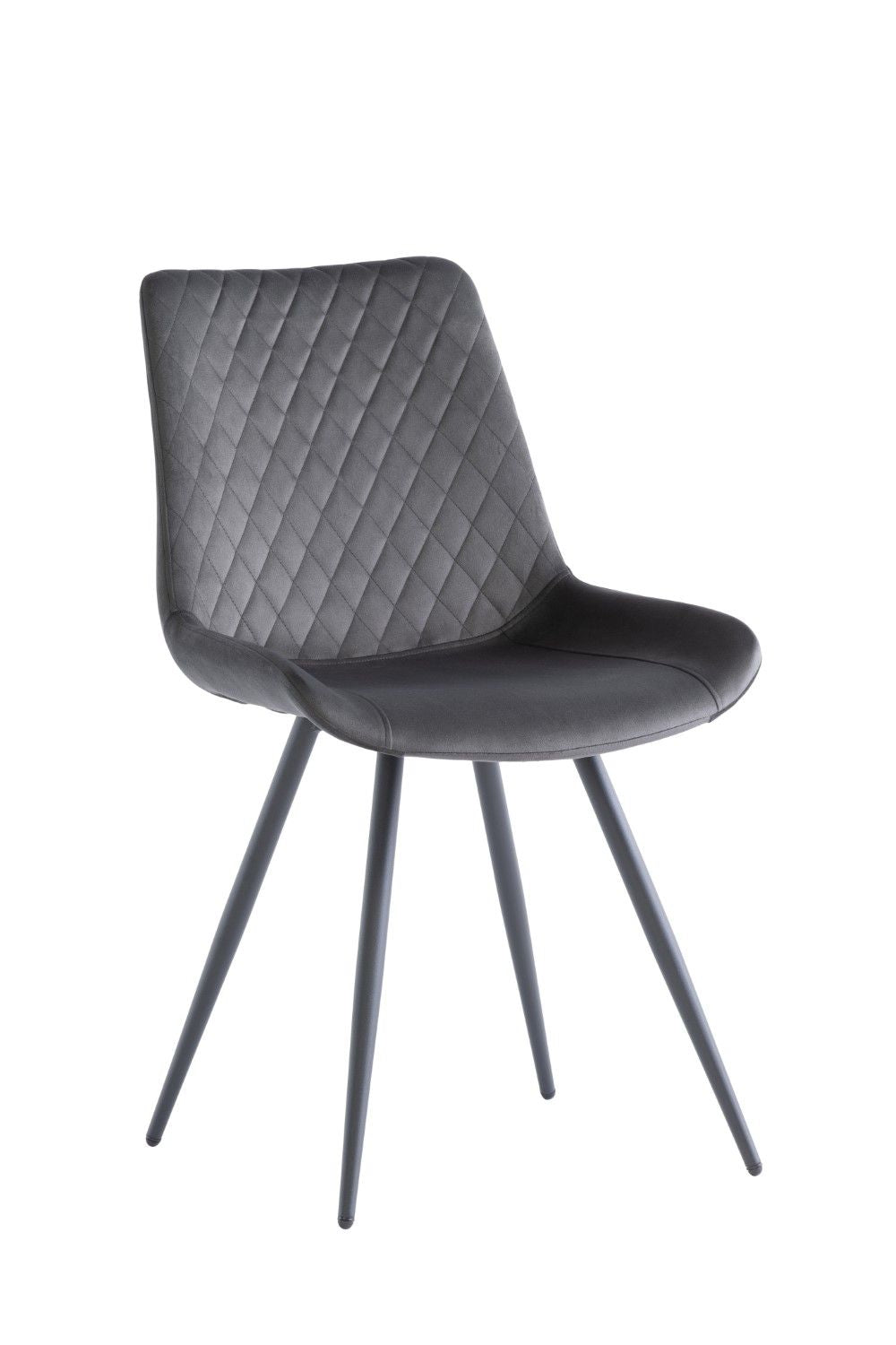 Grey Velvet Curved Back Dining Chair Metal Legs
