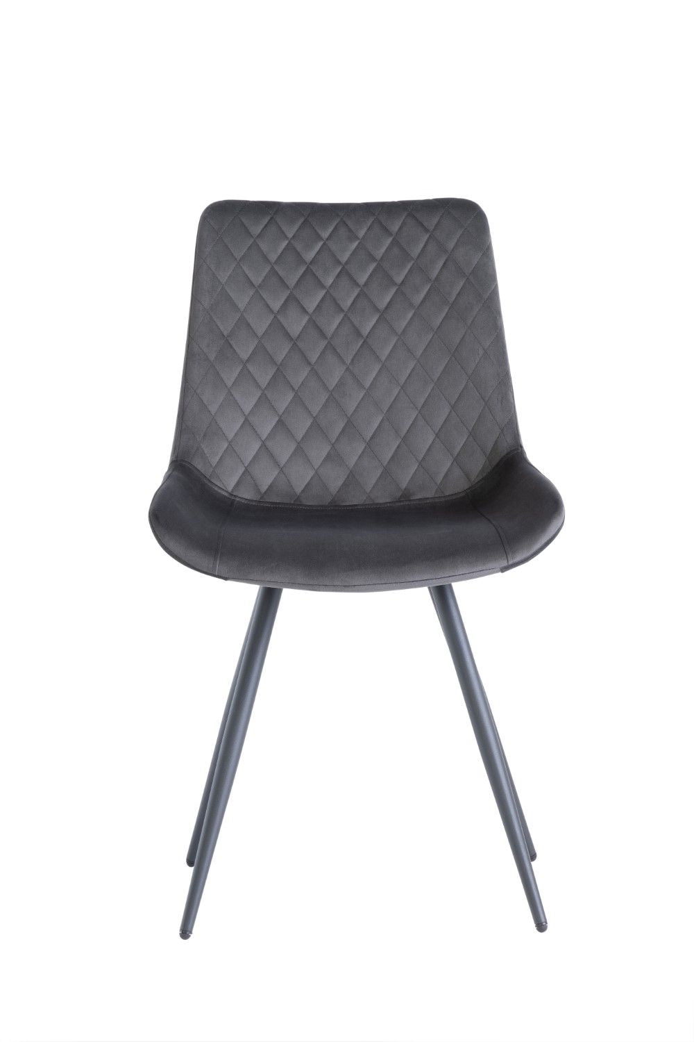 Grey Velvet Curved Back Dining Chair Metal Legs - Home Furniture Interiors