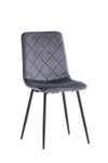 Grey Velvet Dining Chair Curved Diamond Stitched Back
