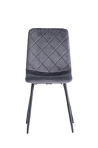 Grey Velvet Dining Chair Curved Diamond Stitched Back - Home Furniture Interiors