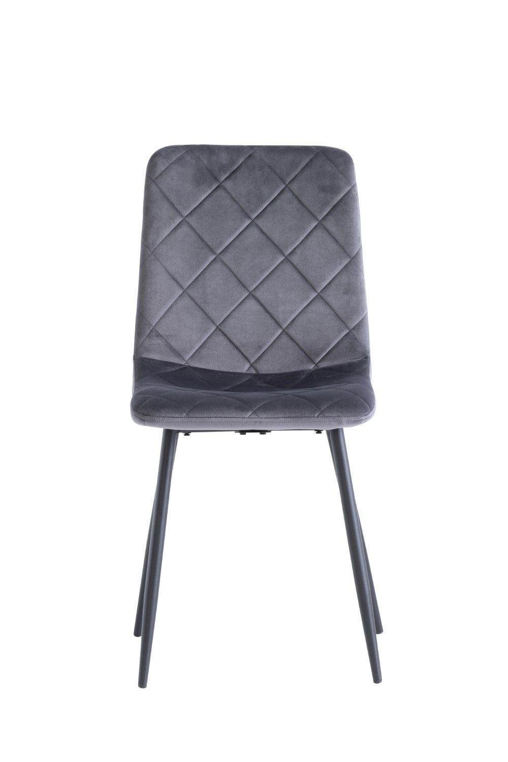 Grey Velvet Dining Chair Curved Diamond Stitched Back - Home Furniture Interiors