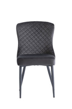 Grey Velvet Quilted Back Dining Chair Metal Legs - Home Furniture Interiors