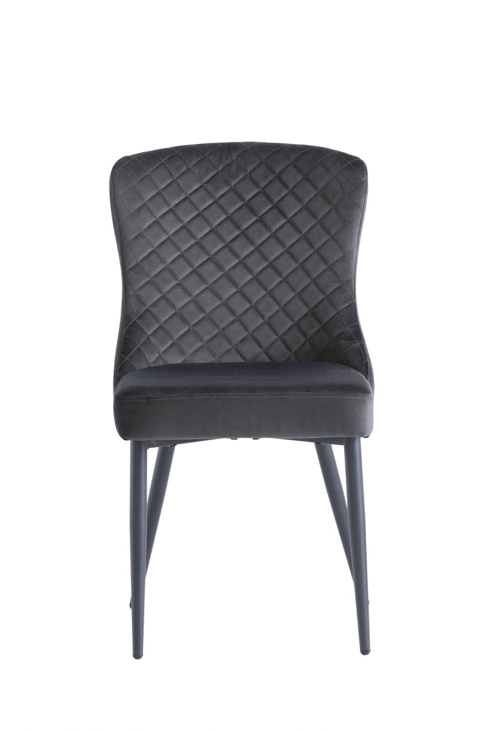 Grey Velvet Quilted Back Dining Chair Metal Legs