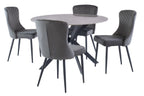 Grey Velvet Quilted Back Dining Chair Metal Legs - Home Furniture Interiors