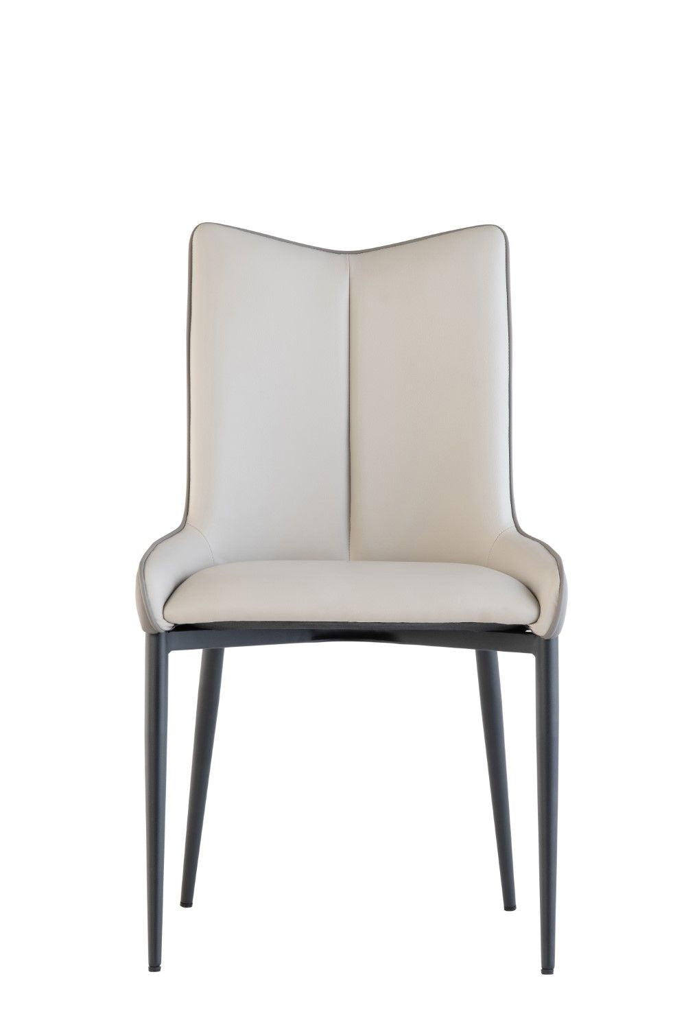 Light Grey Leather Effect Dining Chair with Piping Detail - Home Furniture Interiors