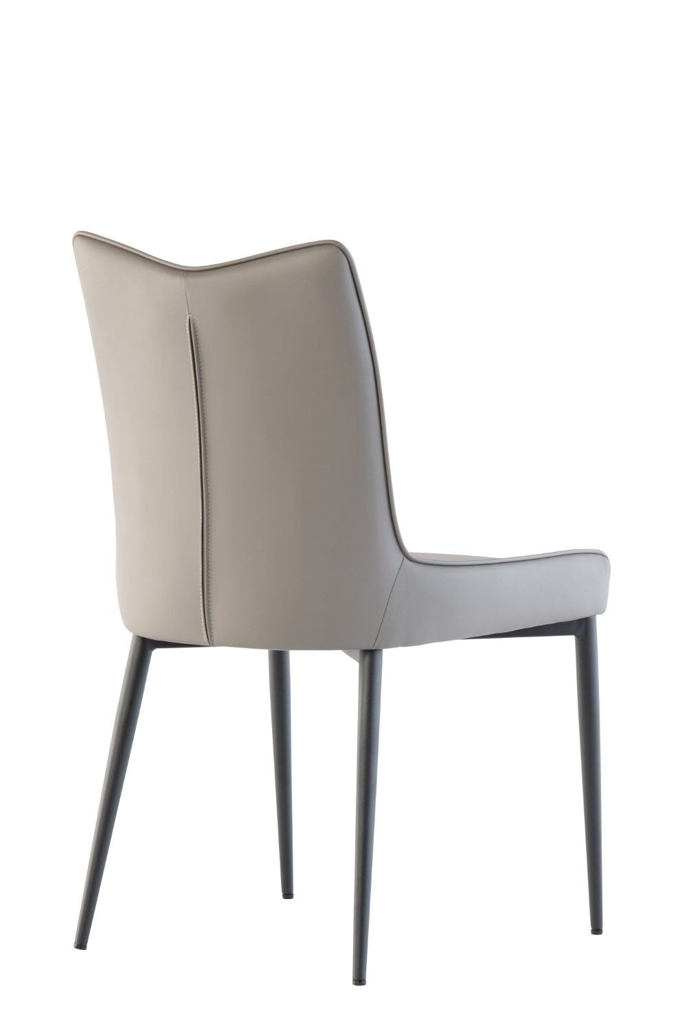 Light Grey Leather Effect Dining Chair with Piping Detail - Home Furniture Interiors