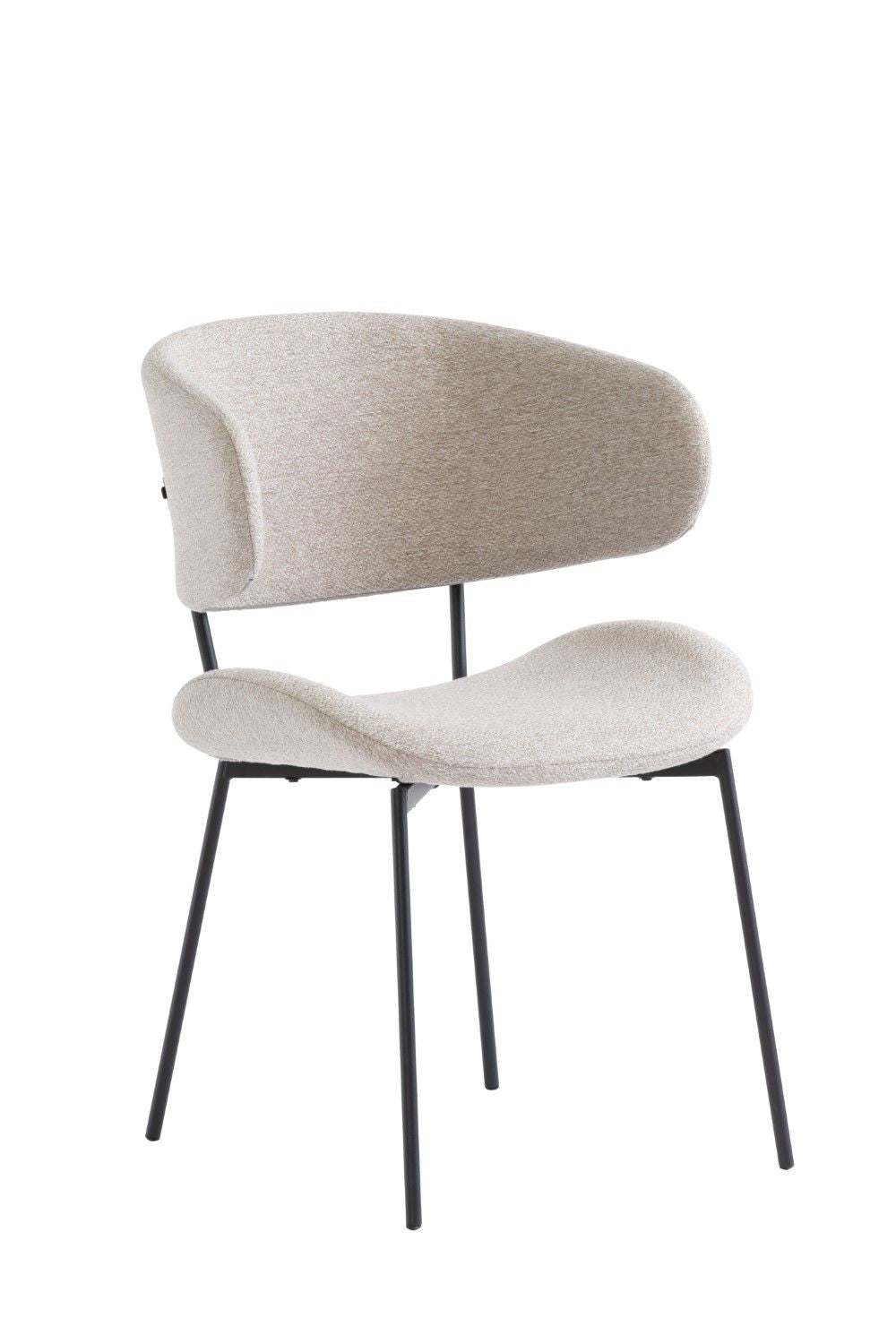 Linen Textured Fabric Curved Back Dining Chair