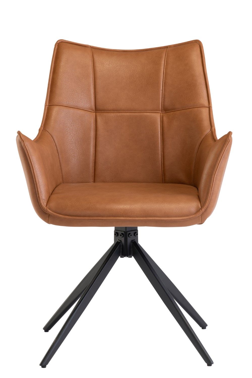 Tan Brown Leather Effect Wing Back Dining Armchair