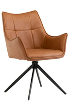 Tan Brown Leather Effect Wing Back Dining Armchair - Home Furniture Interiors