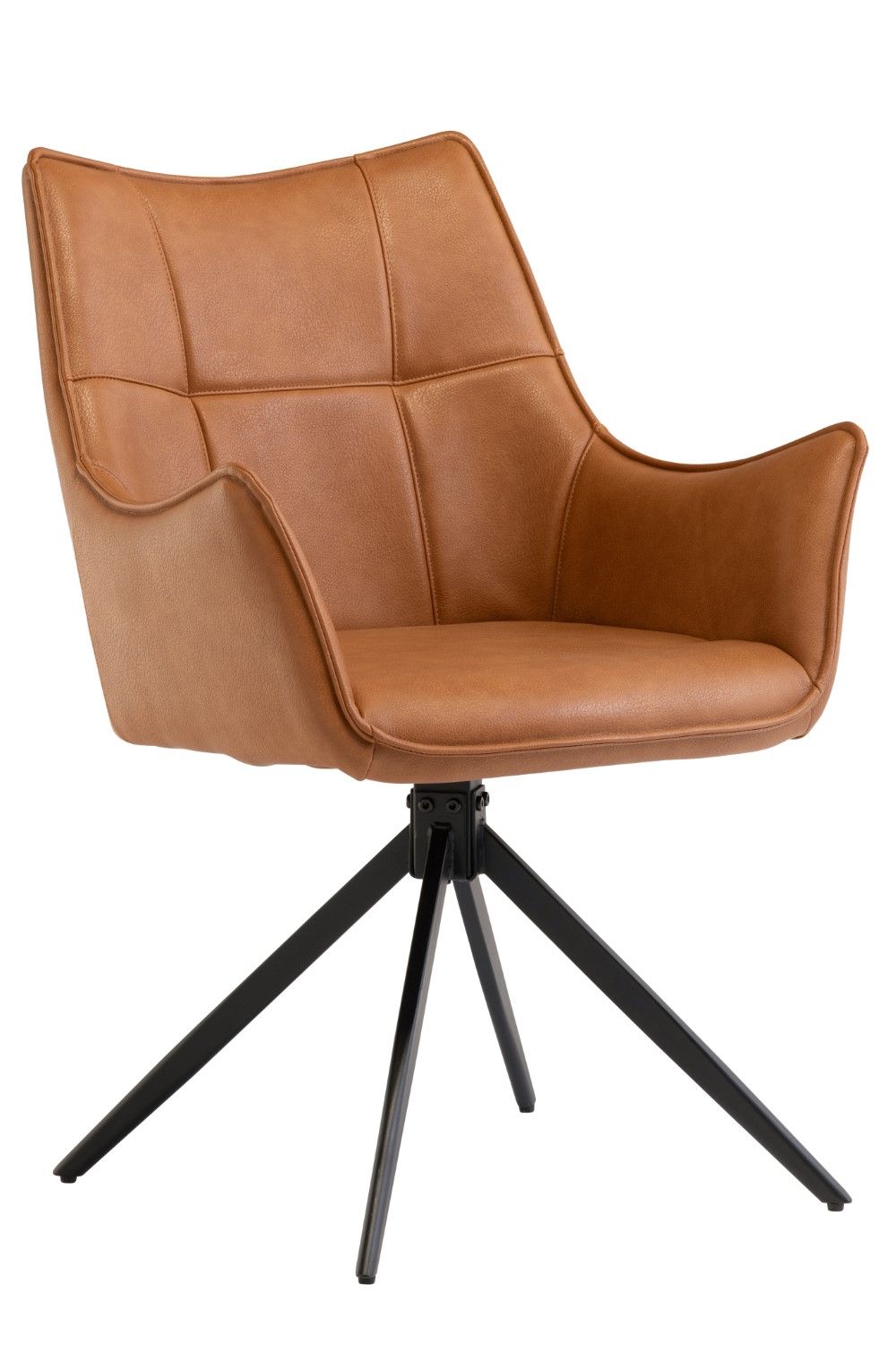 Tan Brown Leather Effect Wing Back Dining Armchair