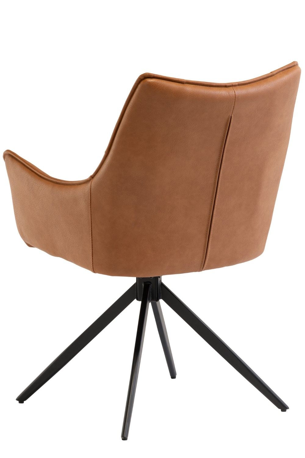 Tan Brown Leather Effect Wing Back Dining Armchair