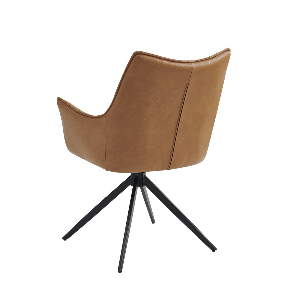 Tan Brown Leather Effect Wing Back Dining Armchair - Home Furniture Interiors