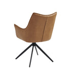 Tan Brown Leather Effect Wing Back Dining Armchair - Home Furniture Interiors