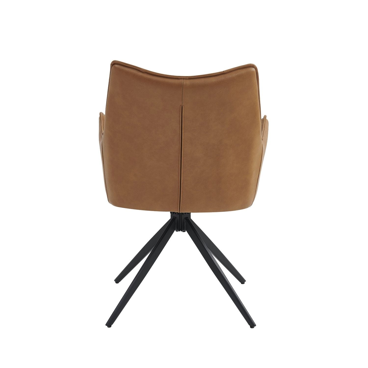 Tan Brown Leather Effect Wing Back Dining Armchair - Home Furniture Interiors
