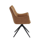 Tan Brown Leather Effect Wing Back Dining Armchair - Home Furniture Interiors