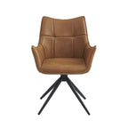 Tan Brown Leather Effect Wing Back Dining Armchair - Home Furniture Interiors