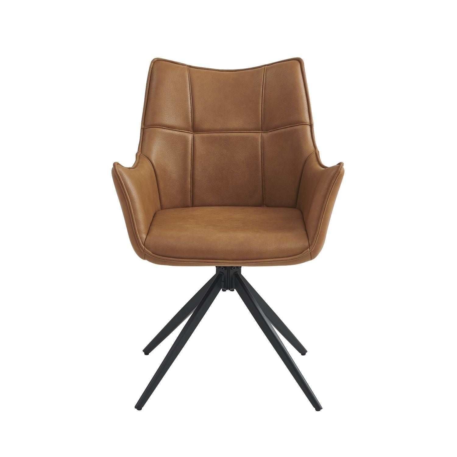 Tan Brown Leather Effect Wing Back Dining Armchair - Home Furniture Interiors