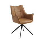 Tan Brown Leather Effect Wing Back Dining Armchair - Home Furniture Interiors