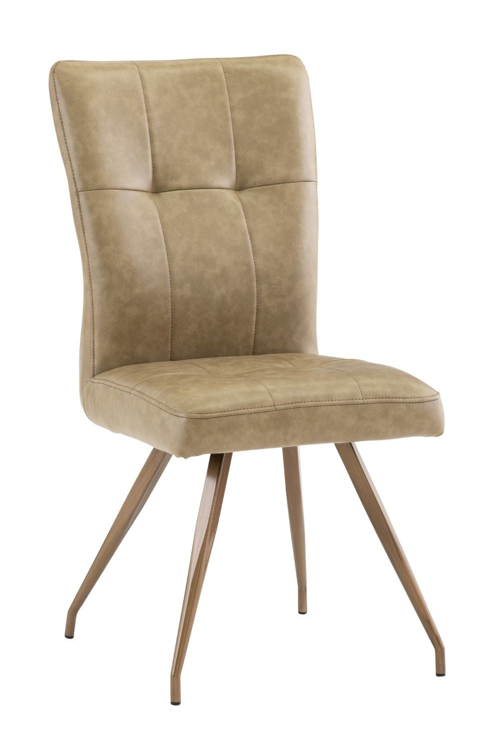 Taupe Lather Effect Dining Chair Metal Brass Legs
