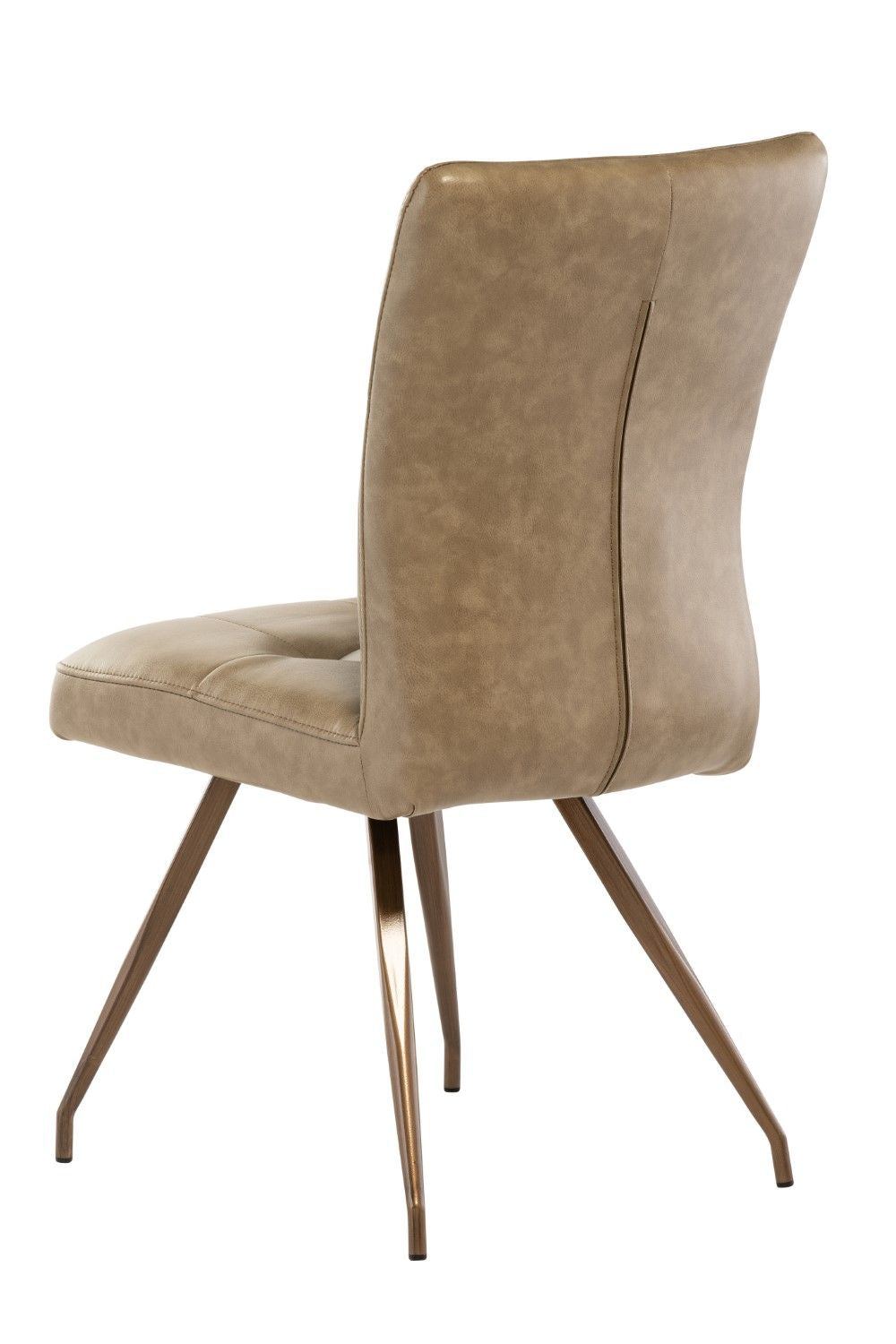 Taupe Lather Effect Dining Chair Metal Brass Legs - Home Furniture Interiors