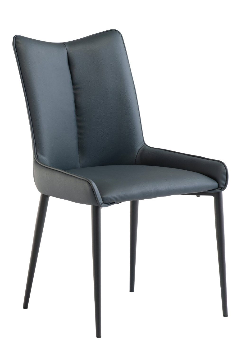 Teal Leather Effect Curved Dining Chair Metal Legs