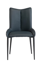 Teal Leather Effect Curved Dining Chair Metal Legs - Home Furniture Interiors