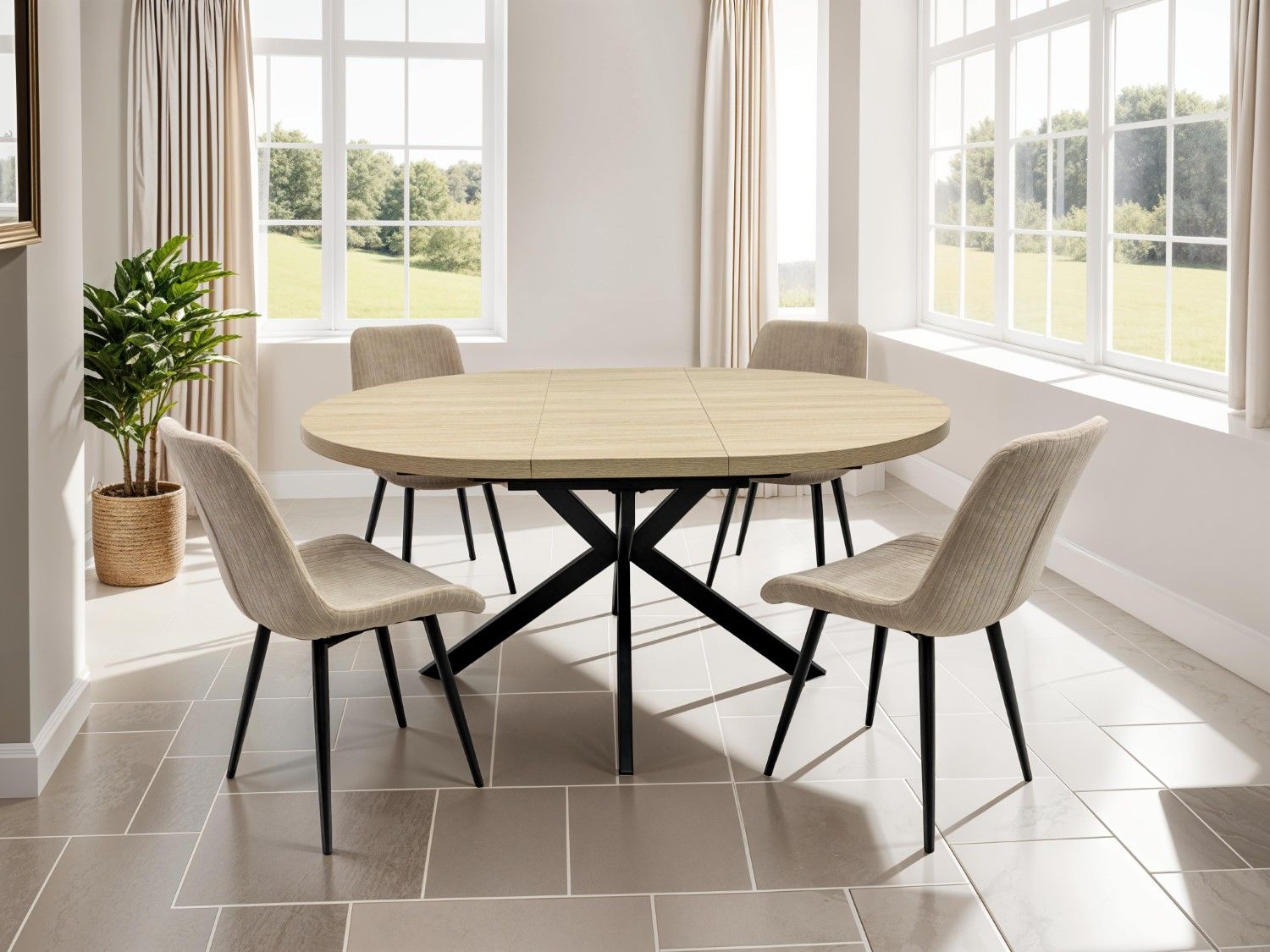 DALTON 1.2m (+0.4m) ROUND EXTENDING DINING TABLE