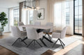 Grey Marble Effect Dining Table Cross Metal Legs 1.6m