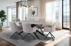Grey Marble Effect Dining Table Cross Metal Legs 1.6m