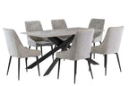 Grey Marble Effect Dining Table Cross Metal Legs 1.6m - Home Furniture Interiors