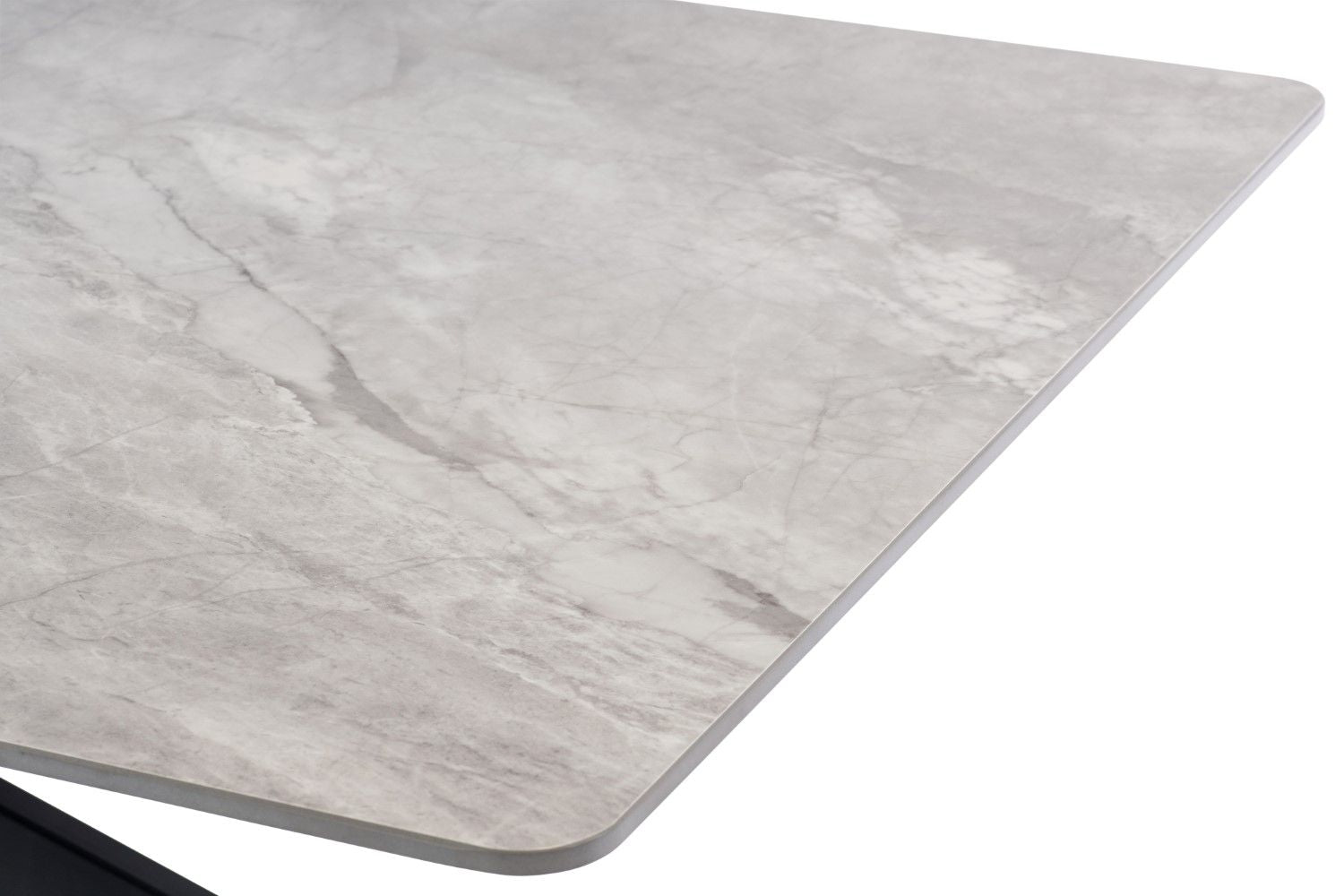 Grey Marble Effect Dining Table Cross Metal Legs 1.6m - Home Furniture Interiors