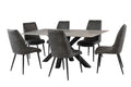 Grey Marble Effect Stone Large Dining Table Cross Legs 1.8m