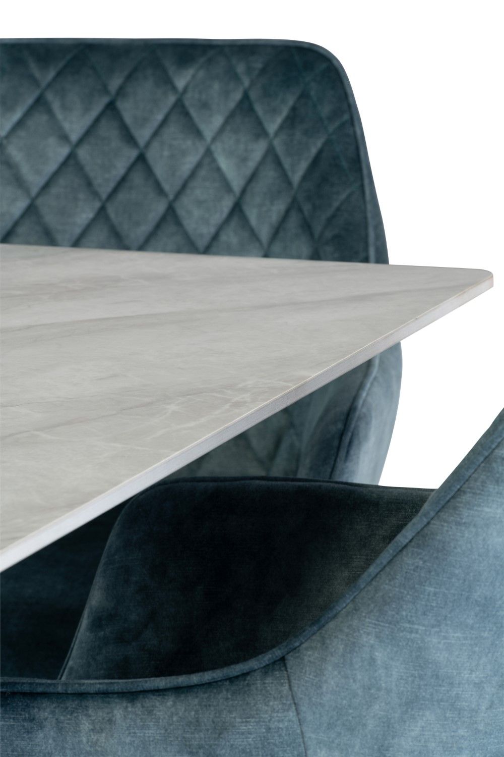 Grey Marble Effect Stone Large Dining Table Cross Legs 1.8m - Home Furniture Interiors