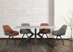 Grey Marble Effect Stone Large Dining Table Cross Legs 1.8m - Home Furniture Interiors