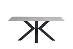 Grey Marble Effect Stone Large Dining Table Cross Legs 1.8m - Home Furniture Interiors