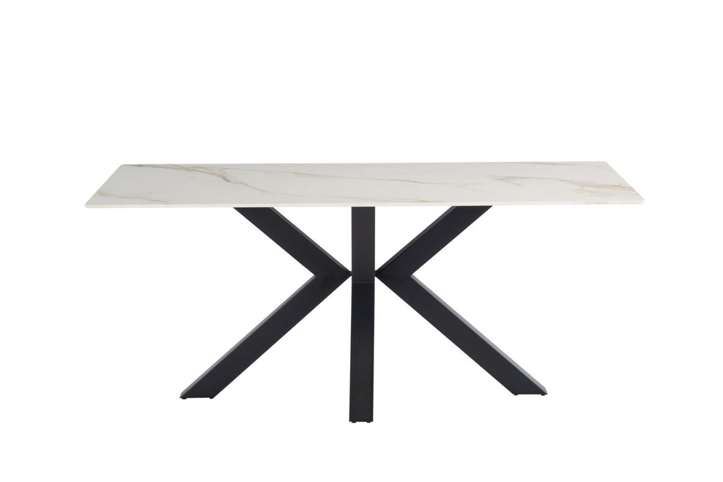 Kass Gold Sintered Stone Top Dining Table Cross Legs 1.8m - Home Furniture Interiors