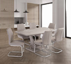Latte Gloss Marble Effect Dining Table Geometric Base 1.6m