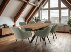 Oak Parquet Designed Top Dining Table Metal Legs 1.6m