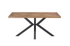 Oak Parquet Designed Top Dining Table Metal Legs 1.6m - Home Furniture Interiors